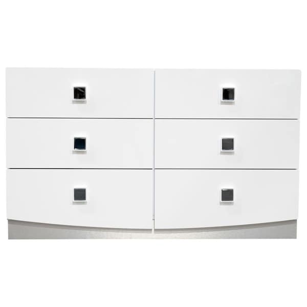 Best Master Furniture France Modern High Gloss 6 Drawer Dresser, White France Dresser - main